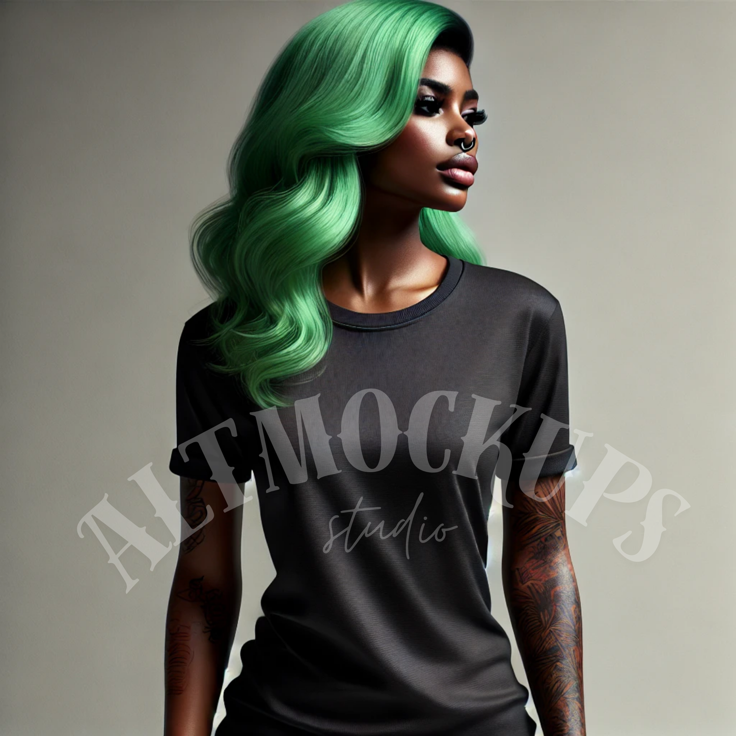 Green Hair Tattoo Mockup